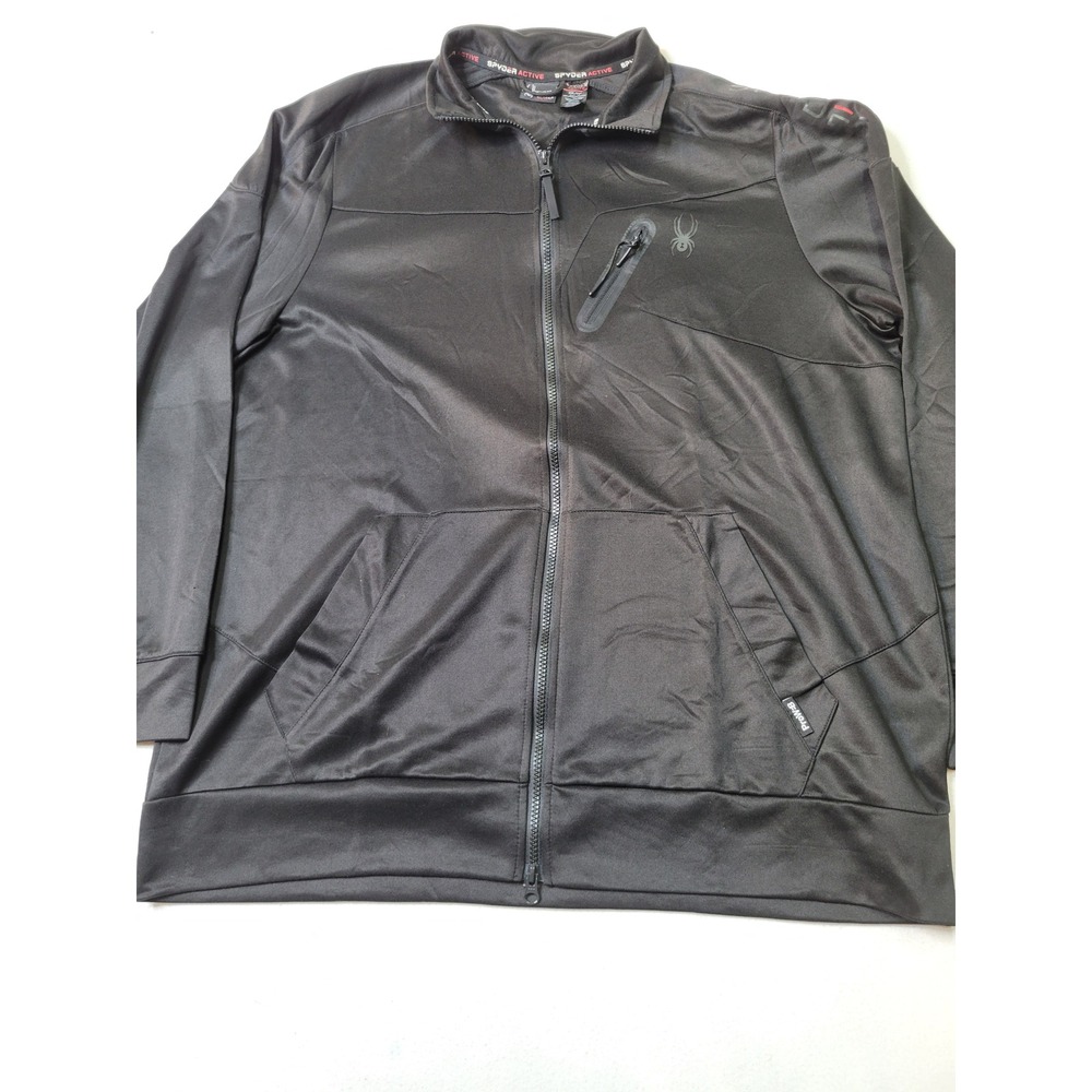 Spyder Active Mens XXL Black Full Zip Track Jacket ProW-B SPM806U 1628546 1716